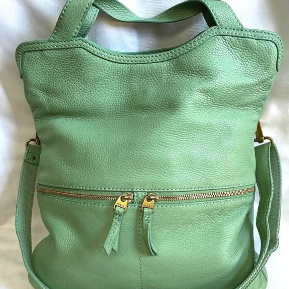 Fossil Bags Fossil Erin Bright Light Green Pebbled Leather Fold